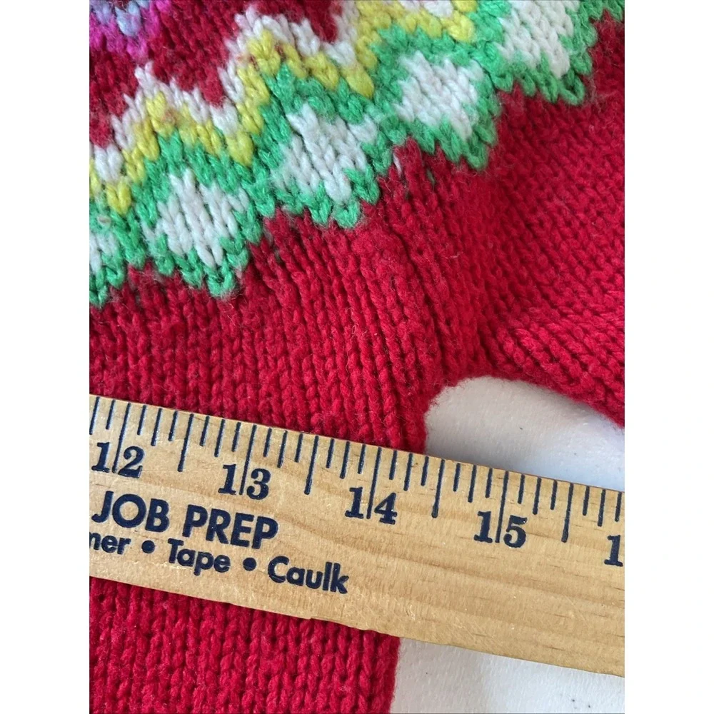 Boden Fair Isle Christmas Pom Pom Sweater Tunic Size 6-7 Years Girls Red Holiday